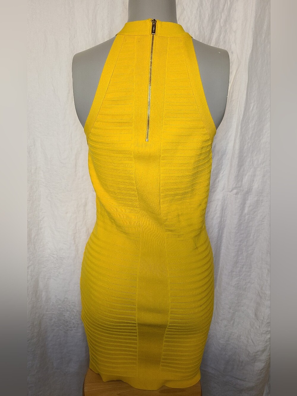 Guess Yellow Ribbed Halter Mini Dress - Picture 4 of 7